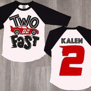 Two Fast Birthday Shirt: Car Theme, Second Birthday