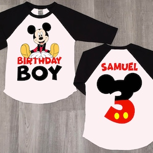 Personalized Mickey Mouse Birthday Boy Raglan Shirt