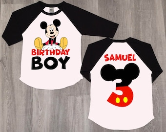 Personalized Mickey Mouse Birthday Boy Raglan Shirt