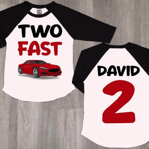 Two Fast Car Birthday Shirt: Custom 2nd Birthday Raglan