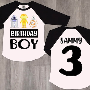 Star Wars Birthday Boy Shirt: R2D2, BB8, Jedi Party
