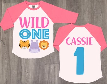Wild One Birthday Shirt: Animal First Birthday Raglan