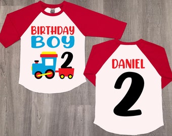 Train 2nd Birthday Shirt: Custom Boy Raglan Tee