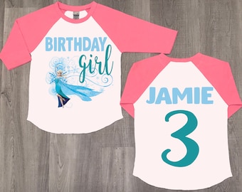 Elsa 3rd Birthday Girl Shirt: Frozen Theme Raglan Tee