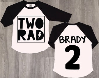 Two rad birthday shirt, birthday boy shirt, 2nd birthday shirt, two rad shirt, two birthday shirt, rad birthday shirt