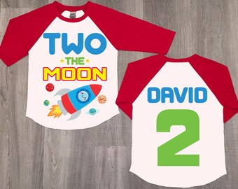 Two the Moon Birthday Shirt: Space Theme 2nd Birthday