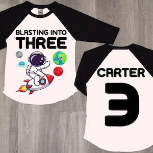 Third Birthday Space Shirt: Astronaut Rocket 3rd Birthday