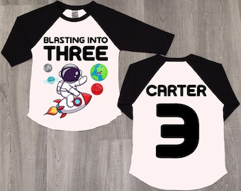 Third Birthday Space Shirt: Astronaut Rocket 3rd Birthday