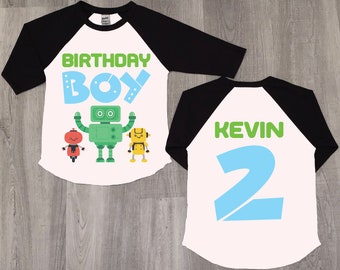 Robot birthday shirt, 2nd birthday shirt, robot shirt, two birthday shirt, kid birthday shirt, birthday robot shirt