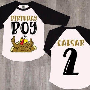 Thanksgiving Birthday Boy Shirt: Turkey 2nd Birthday Raglan