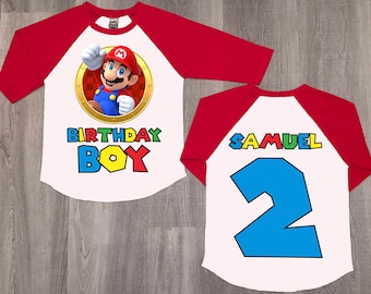 Super mario birthday shirt, custom birthday shirt, mario shirt