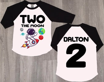 Two The Moon Birthday Shirt: Space 2nd Birthday Raglan