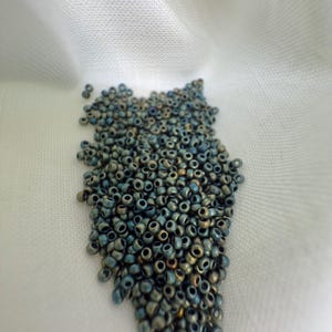Earthy Miyuki Beads in Patina Green - Perfect for Nature-Inspired Designs, 15/0 Round - Opaque, Metallic, Matte, Patina Green (#2008)