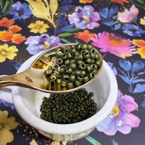 Olive | 8/0 Japanese Seed Beads | Opaque Matte | Miyuki 5gm or 10gm Bag (SKU: 08-Miyuki-617)
