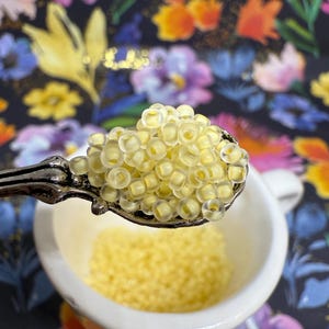 Yellow | 11/0 Japanese Seed Beads | Transparent, Color Lined, Matte | Miyuki | 10.0g bag (SKU: 11-Miyuki-1921)