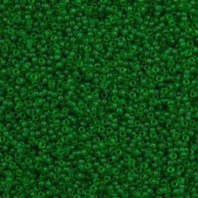 TOHO Japanese Seed Bead- 15/0 Rochelle (Round)- Transparent, Matte, Green (#146F)