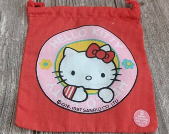 Vintage 1997 Hello Kitty Drawstring Pouch | Sanrio Collectible