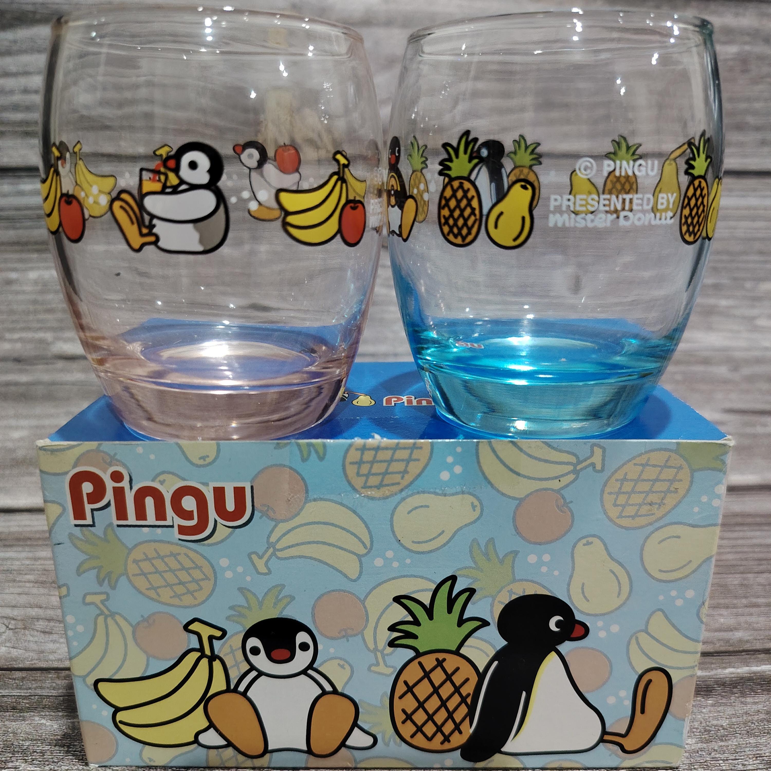 Vintage Pingu Glass Cup Set Japan Mister Donut - Etsy