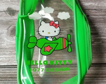 Vintage Hello Kitty Pouch: Fujicolor Green Clear Zipper Bag