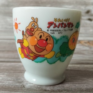 Vintage Anpanman Ceramic Cup, Retro Japanese Character Drinkware, Rzadki 90s Anime Collectible, Kawaii Anpanman Mug, Japan Cartoon Cup