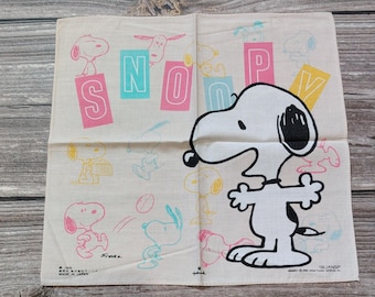 Pañuelo vintage de Snoopy de 1958, Peanuts, Japón, bandana de algodón, raro.