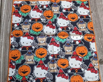 Vintage 1990 Hello Kitty Halloween Handkerchief | Sanrio Japan Witch Kitty Pumpkin Ghost Rare Collectible