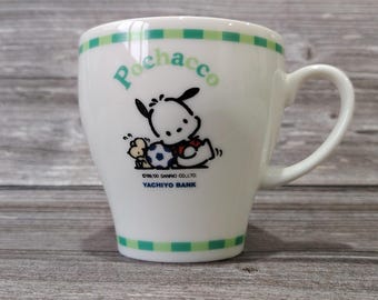 Vintage 2000 Pochacco Sanrio Mug Yachiyo Bank Japan Ceramic Collectible