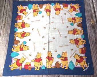 Pooh's Hunny Hunt Vintage Handkerchief Disney Collectible Kid's Hankie Accessories Child's Boy's Girl's Son