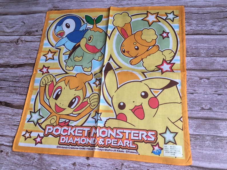 Pokemon Pocket Monsters Diamond Pearl Vintage Handkerchief image 1