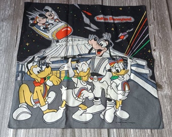 Vintage Tokyo Disneyland Space Mountain Disney Character Handkerchief Japan