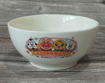 Vintage Anpanman Ceramic Bowl Japan Retro Anime Character Dish