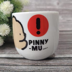 Taza de cerámica coleccionable vintage SAN-X Pinny Mu con personaje japonés