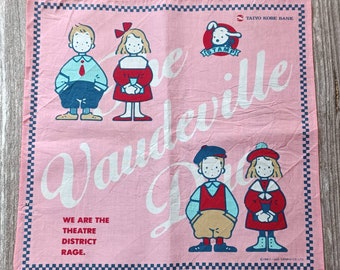 Vaudeville Duo Sanrio Vintage Handkerchiefs Classic Hanky Eddy and Emmy Pink Hankie