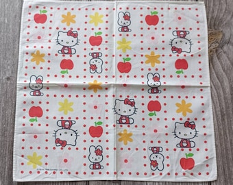 Hello Kitty Vintage Sanrio Handkerchiefs Japan 90s Red White Retro Classic Kid's Girl's Cute Hanky Hankie