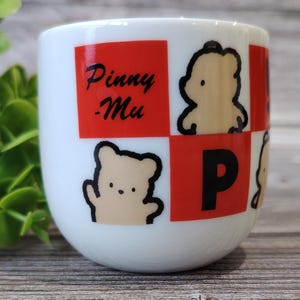 Taza de té vintage SAN-X Pinny Mu con personaje japonés, de cerámica, de colección.