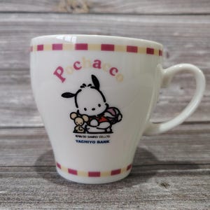 Zabytkowy kubek Pochacco Sanrio 2000 Japonia Yachiyo Bank Ceramic Cup Rzadki kolekcjonerski prezent