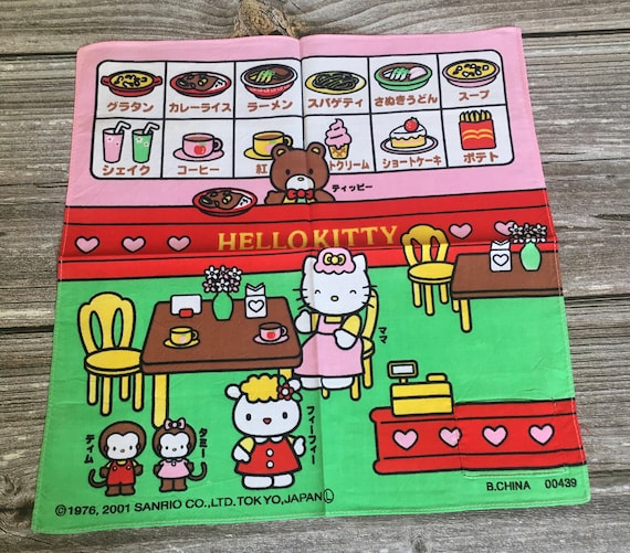 1989 Sanrio Hello Kitty Napkin Hankie Kawaii Retro Japan 80s 90s Kids Handkerchief Fabric Square