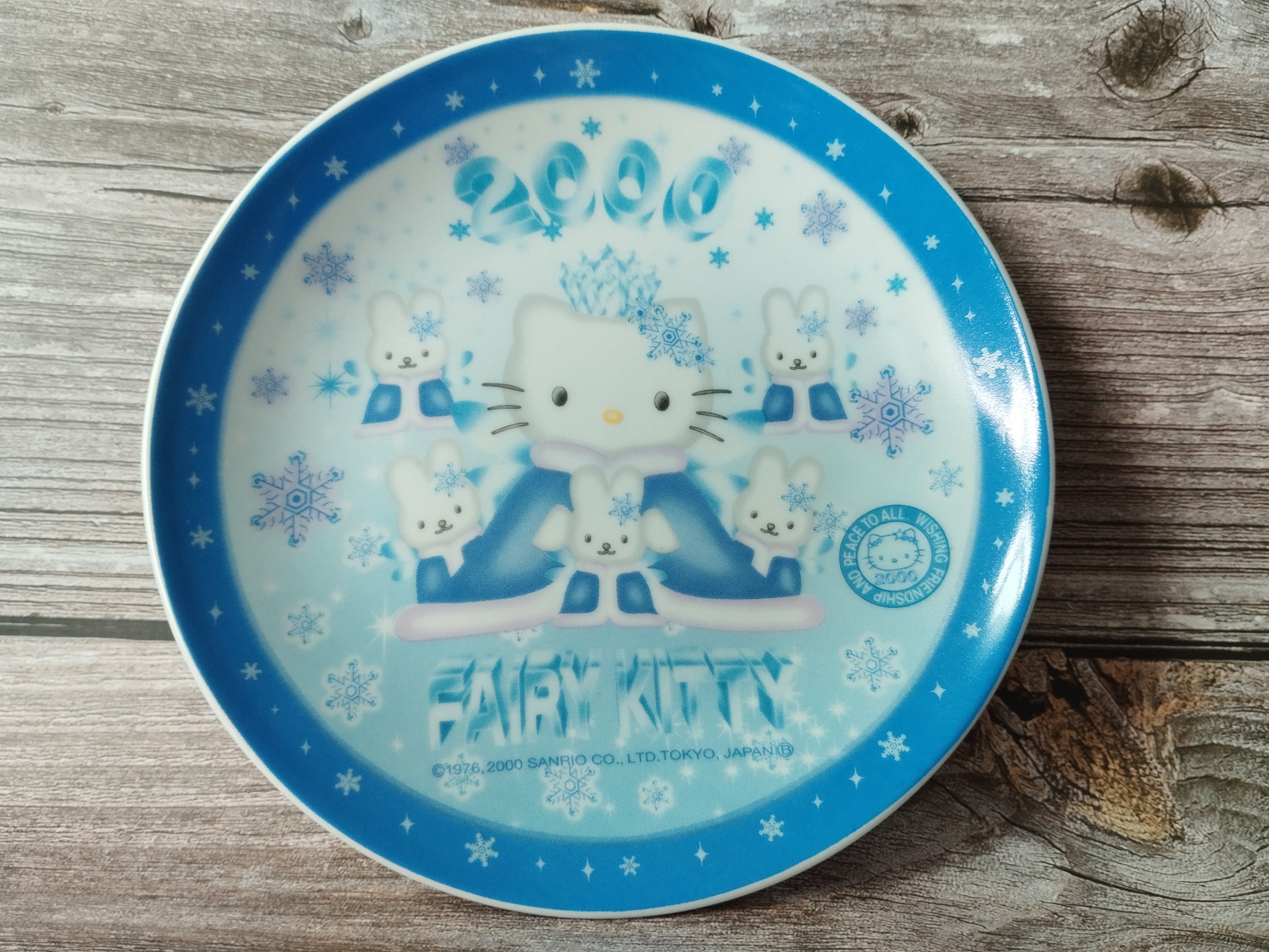 Vintage 2000 Fairy Kitty Plate, Sanrio Collectible Snowflake Decor 