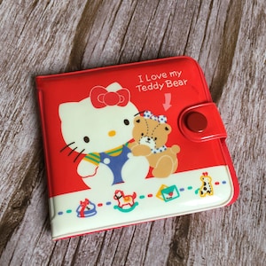 Vintage Sanrio Hello Kitty Wallet Boys Girls Bags Purses Coin 80s Red Love Teddy Bear