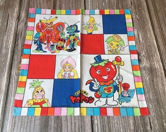 Vintage Anpanman Tomato Man Handkerchief 1990s Cotton Japanese Anime Collectible