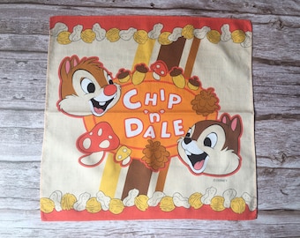 Pañuelo vintage de Chip Dale, Disney Japón, de algodón, coleccionable.