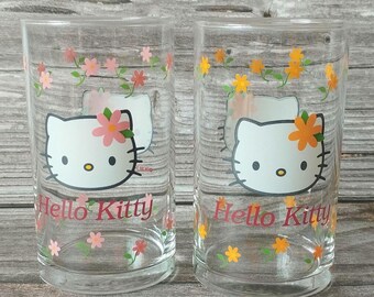 Vintage Hello Kitty Floral Glass Set – 1998 Sanrio Collectible