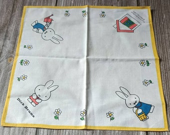Vintage Miffy Japanese Handkerchief Rare Bunny Character Cotton Hanky