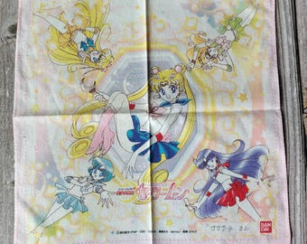 Vintage Sailor Moon Handkerchief Bandai Anime Collectible Cloth