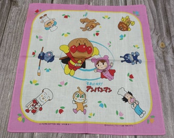 Anpanman Vintage Handkerchief Hankie Ladies Cotton White Pink children anime