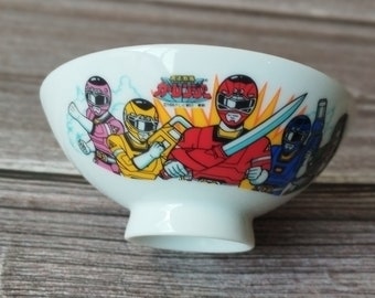 Vintage 1990s Car Ranger Anime Rice Bowl Ceramic Super Sentai Collectible