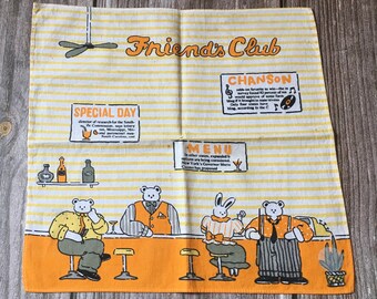 Vintage Friend’s Club Handkerchief Retro Character Collectible Scarf