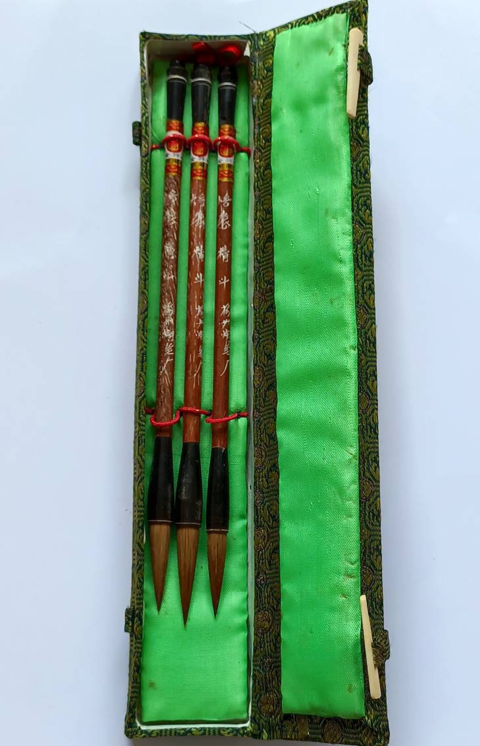 Traditional Japanese Calligraphy Paint Brushes Vintage Retro Set Etsy