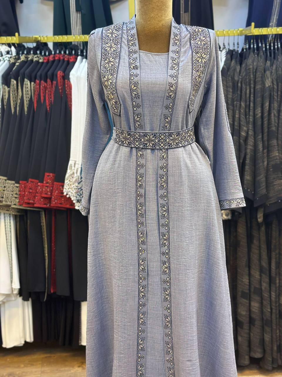 White Embroidered Kaftan Dress - Etsy