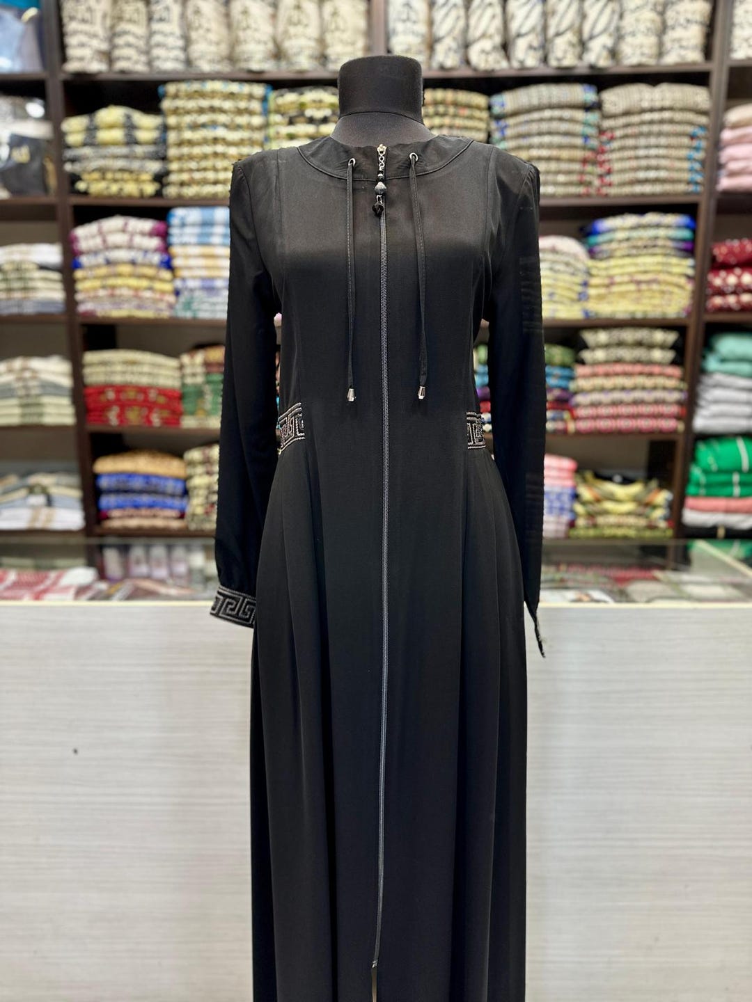 Muslim Abaya Dress - Corduroy Islamic Prayer Robe With Lantern Sleeves, Modest Full Coverage Dress For Women